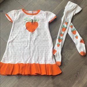Gymboree pumpkin dress and tights.